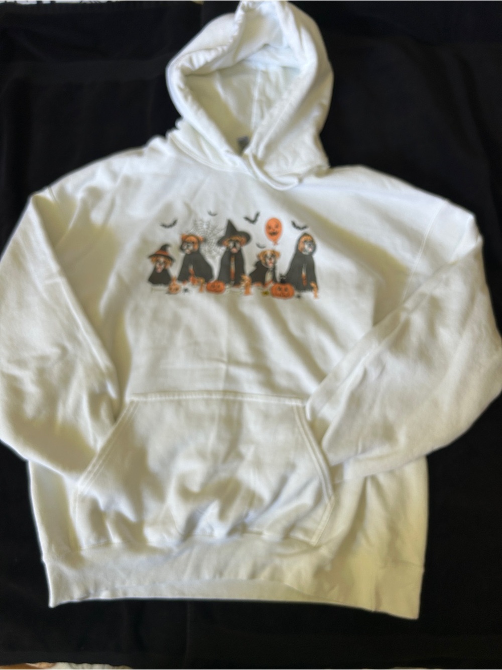 Boxer Dog Halloween Ghost & Pumpkin Hoodie Sweatshirt - White
